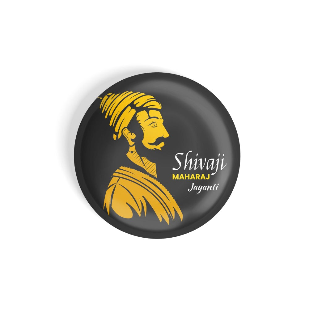 dhcrafts Round Fridge Magnet Black Shivaji Maharaj Jayanti D2 Glossy Finish Design Pack of 1 (58 mm)